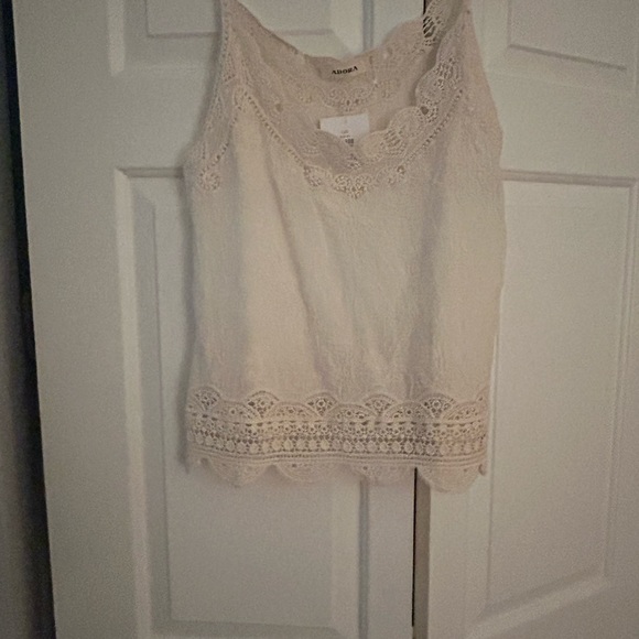 Adora poly/cotton ivory lace tank top one size NWT - Picture 5 of 5